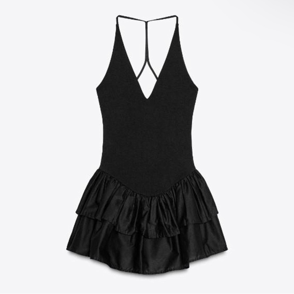 Zara Black Ruffle Dress - Picture 2 of 3